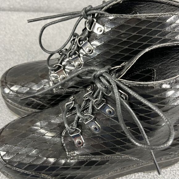 Asos Design Ankle Boots Womens 6 Black Lace Up Chunk Bootie Platform gohtic - Picture 10 of 15